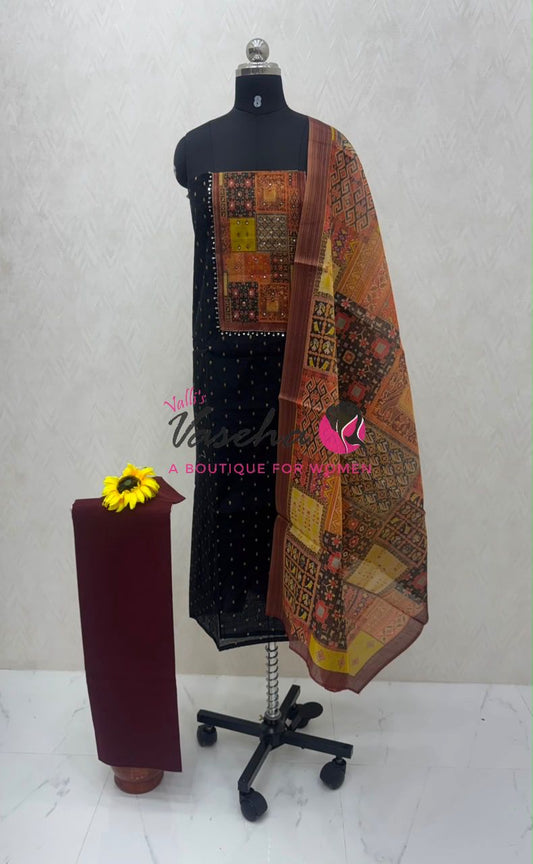Unstitched Semi Chanderi Salwar Material  | VVUSM031