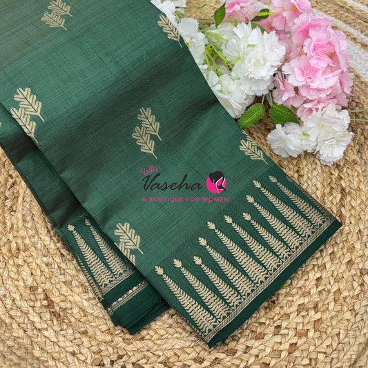 Semi Tussar Silk Saree | Green Shade |VVSTS050