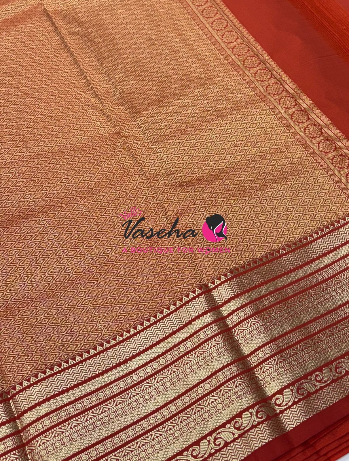 Semi Kanchi Silk  - Maroon & Rust Orange - VVSKS007