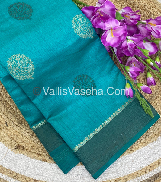 Semi Tussar Silk Saree - Ramar blue shade - VVSTS009