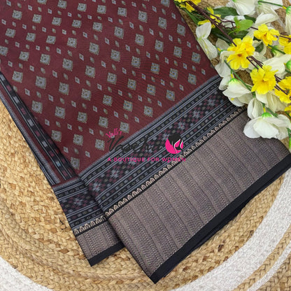 Casual Wear - Semi Patola Silk - Maroon & Black Shade - VVSPS001