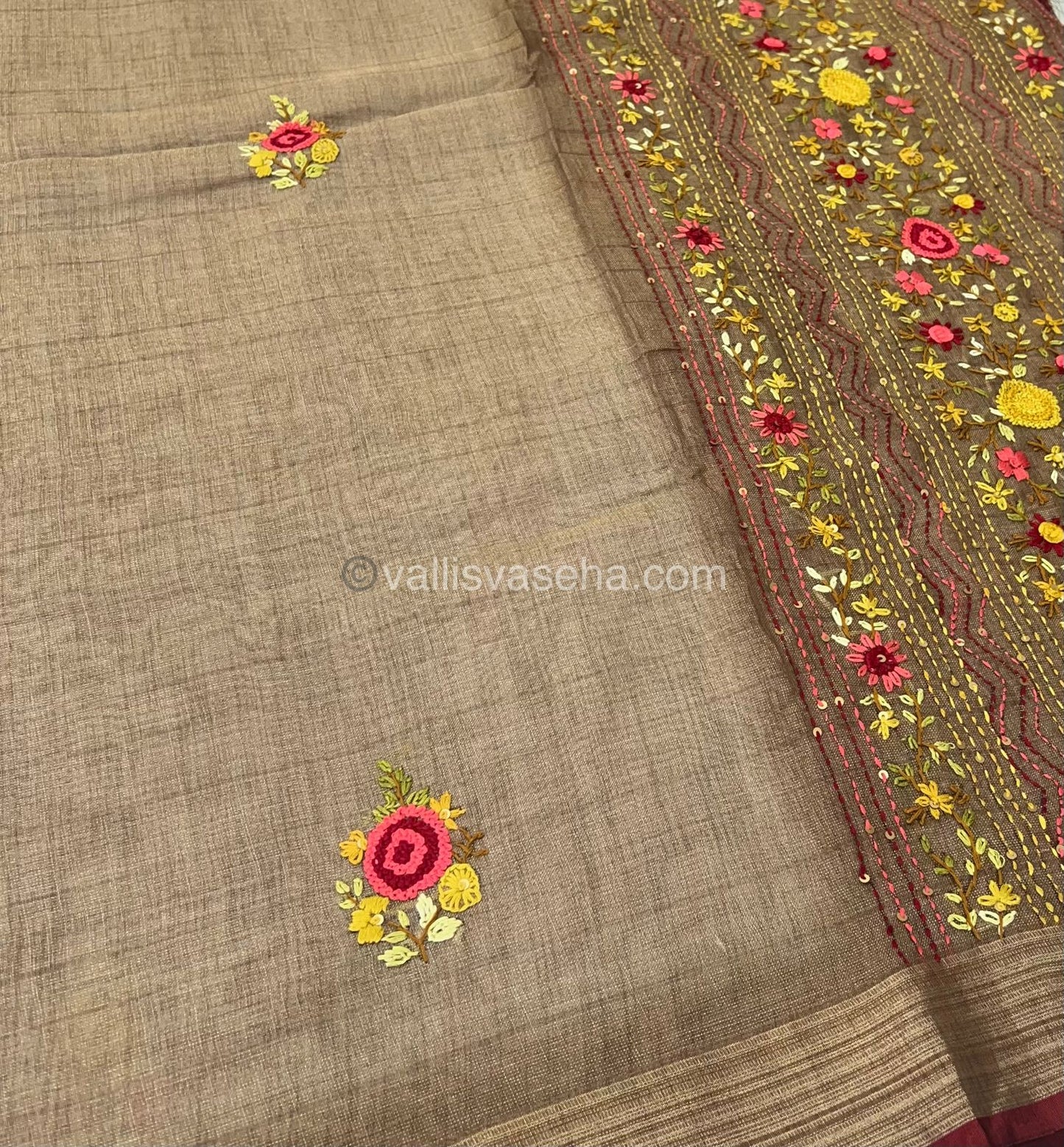 French Knot - Tissue Saree - Grey Shade - VVLFN002