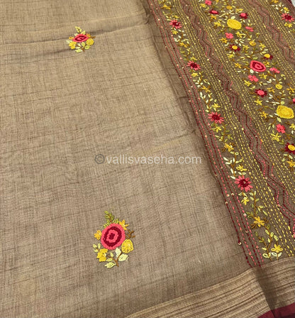 French Knot - Tissue Saree - Grey Shade - VVLFN002