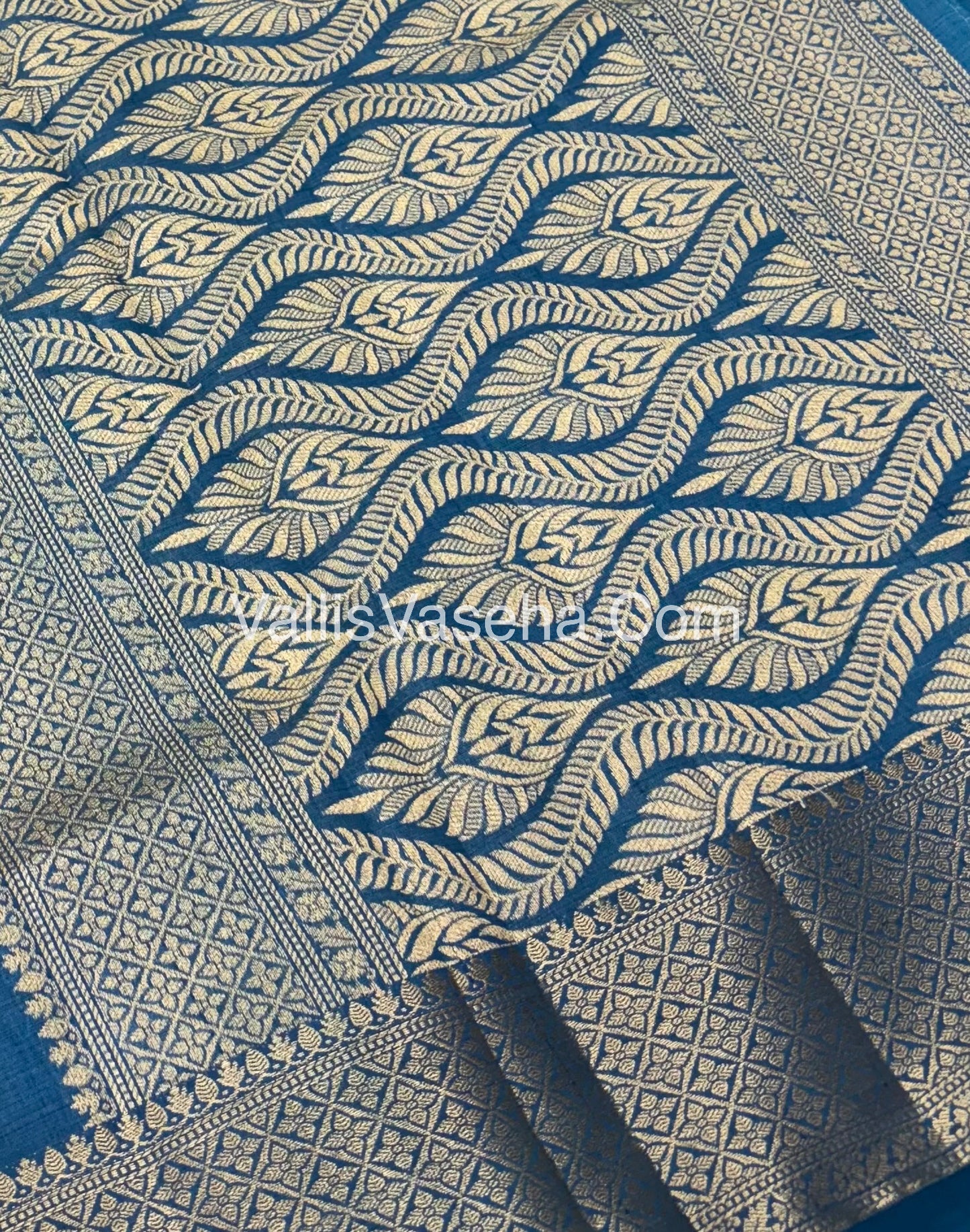 Semi Tussar Silk - Grand Pallu  - Blue Shade - VVSTS022