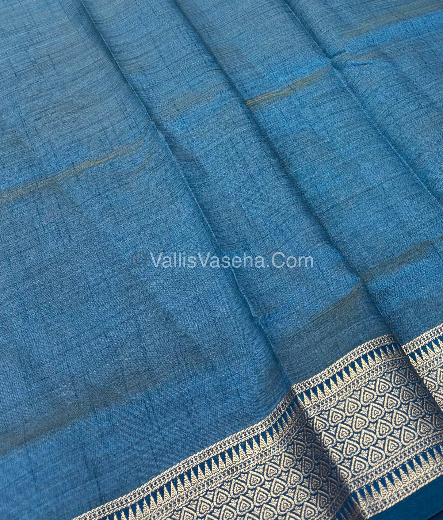 Semi Tussar Silk - Grand Pallu  - Ramar Blue Shade - VVSTS020