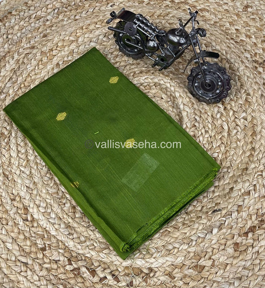 Blouse Bit - Raw Silk Material - Mehndi Green Shade - Butta Design - 1mtr - VVRSB001