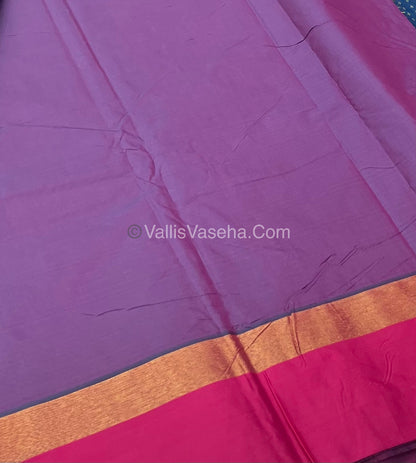 Semi Silk Saree - Plus Design Style - Contrast Pallu & Blouse or Running Pallu & Blouse - VVSS004