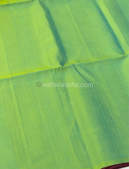 Pure Soft Silk Saree - Vaira Voosi design - Merunish Brown With Teal Green Combo - VVPSS016