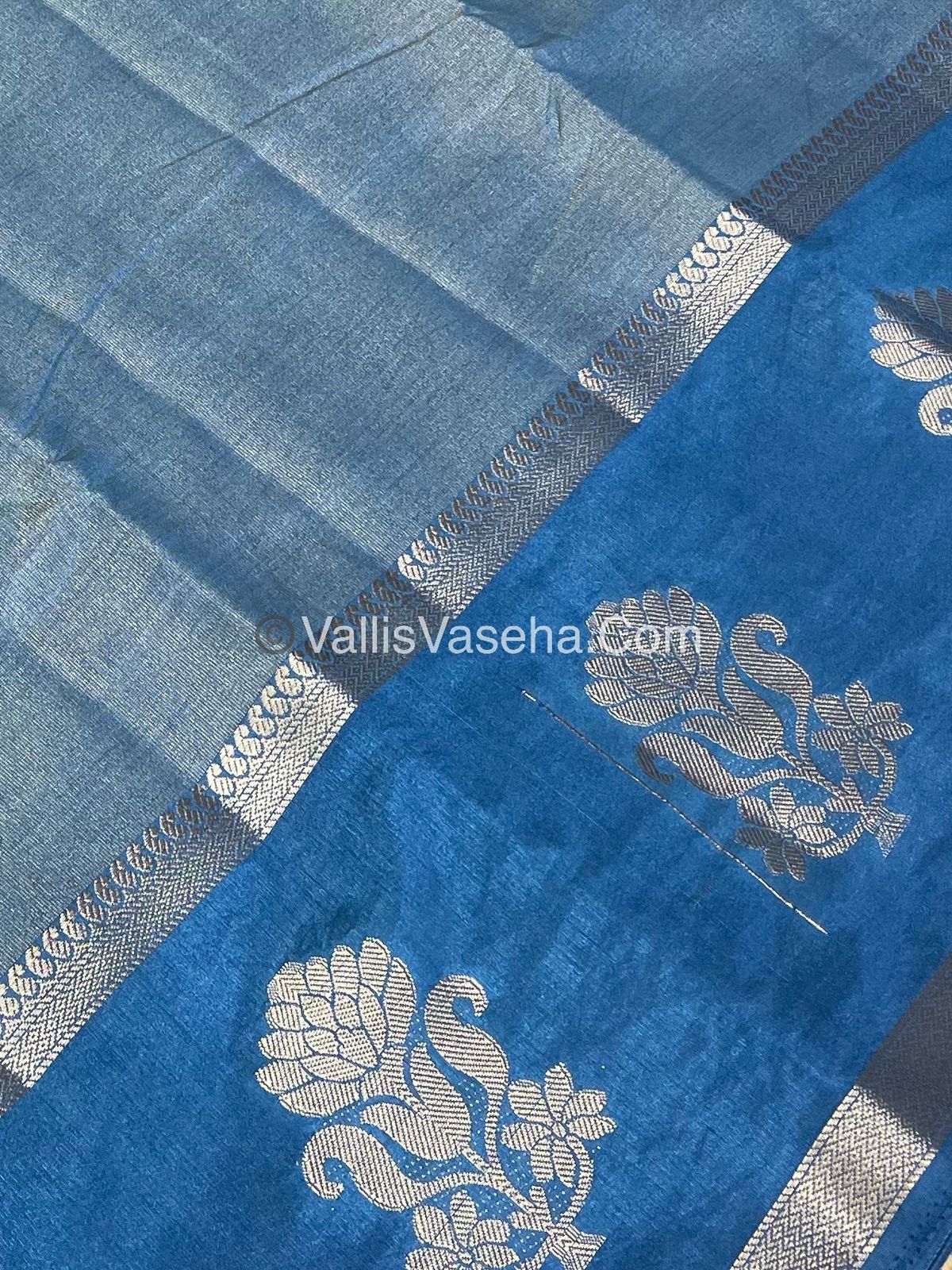 Semi Tissue Tussar Silk - Blue Shade - VVSTS043