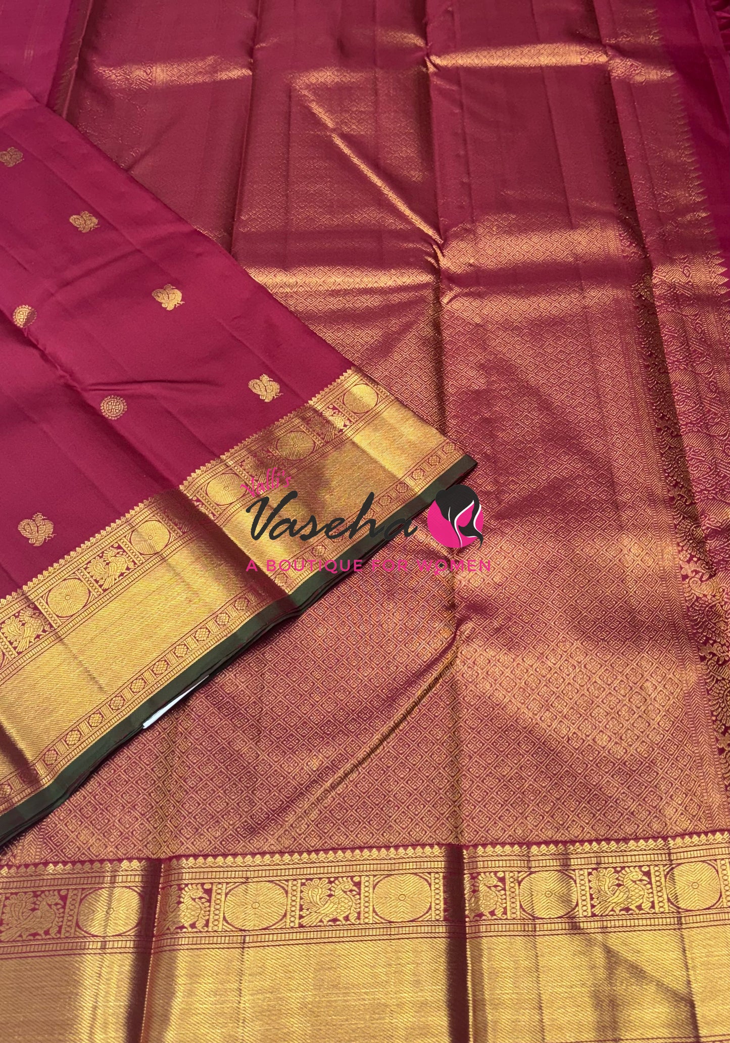 Pure Kanchipuram Silk Saree - Maroon Shade  - VVPS067