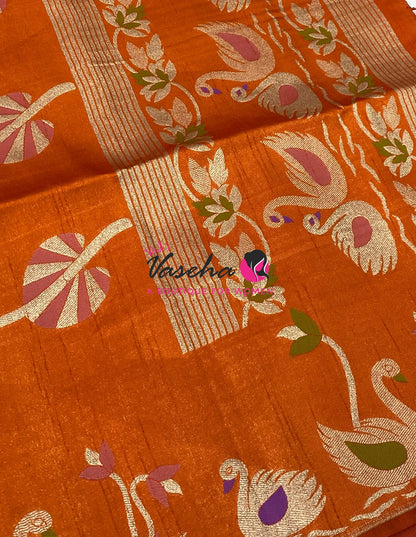 Banarasi - Heritage Meenakari Silk - Orange Shade - VVBHS013