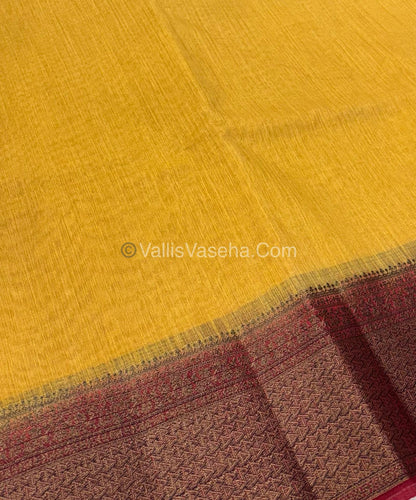 Bamboo Silk Saree - Cream  With Maroon Shade - VVBSS005