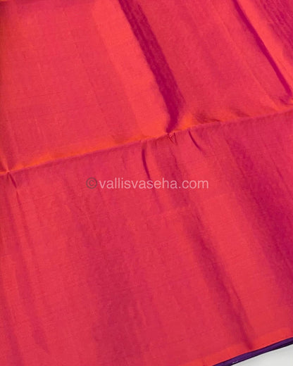 Pure Soft Silk Saree - Vaira Voosi design - Purple With Peachish Pink Combo - VVPSS016