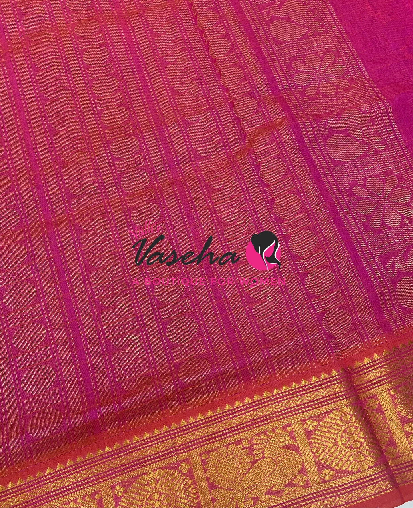 Pure Silk Cotton Saree - Brown With Pink Shade - Lakshadeepam Design - VVPLD001