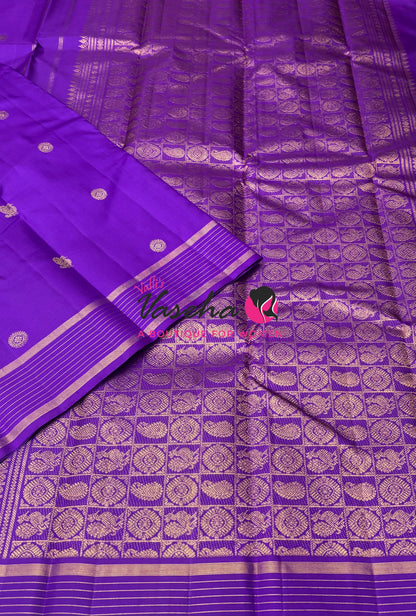 Pure Kanchipuram Silk Saree - Purple Shade - VVPS100