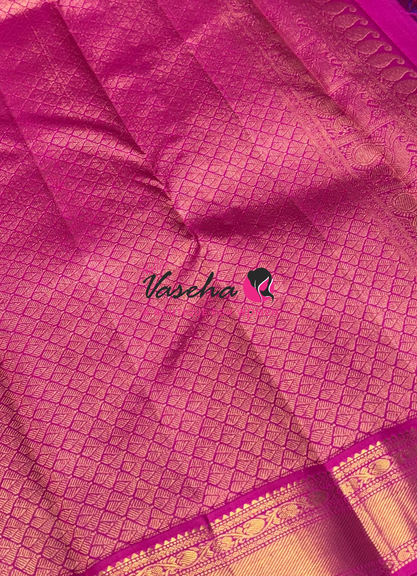 Pure Kanchipuram Silk Saree - Purplish Pink & Pink Combo  - VVPS025