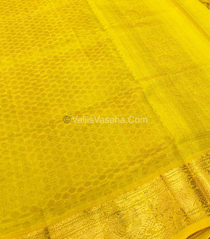 Pure Silk Cotton Sarees - Vairavoosi Lines - Brown & Yellow- VVPSC005
