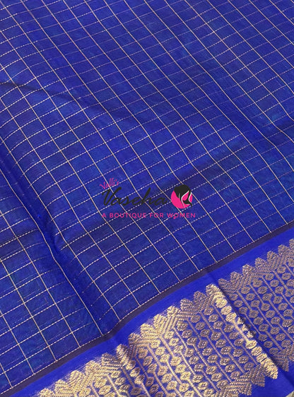 Pure Silk Cotton Saree - Zari Checks - VVCSC001