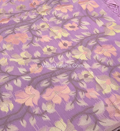 Semi Raw Silk with Jamdhani Design Weaving - Lilac / Light Lavendar shade - VVRS001