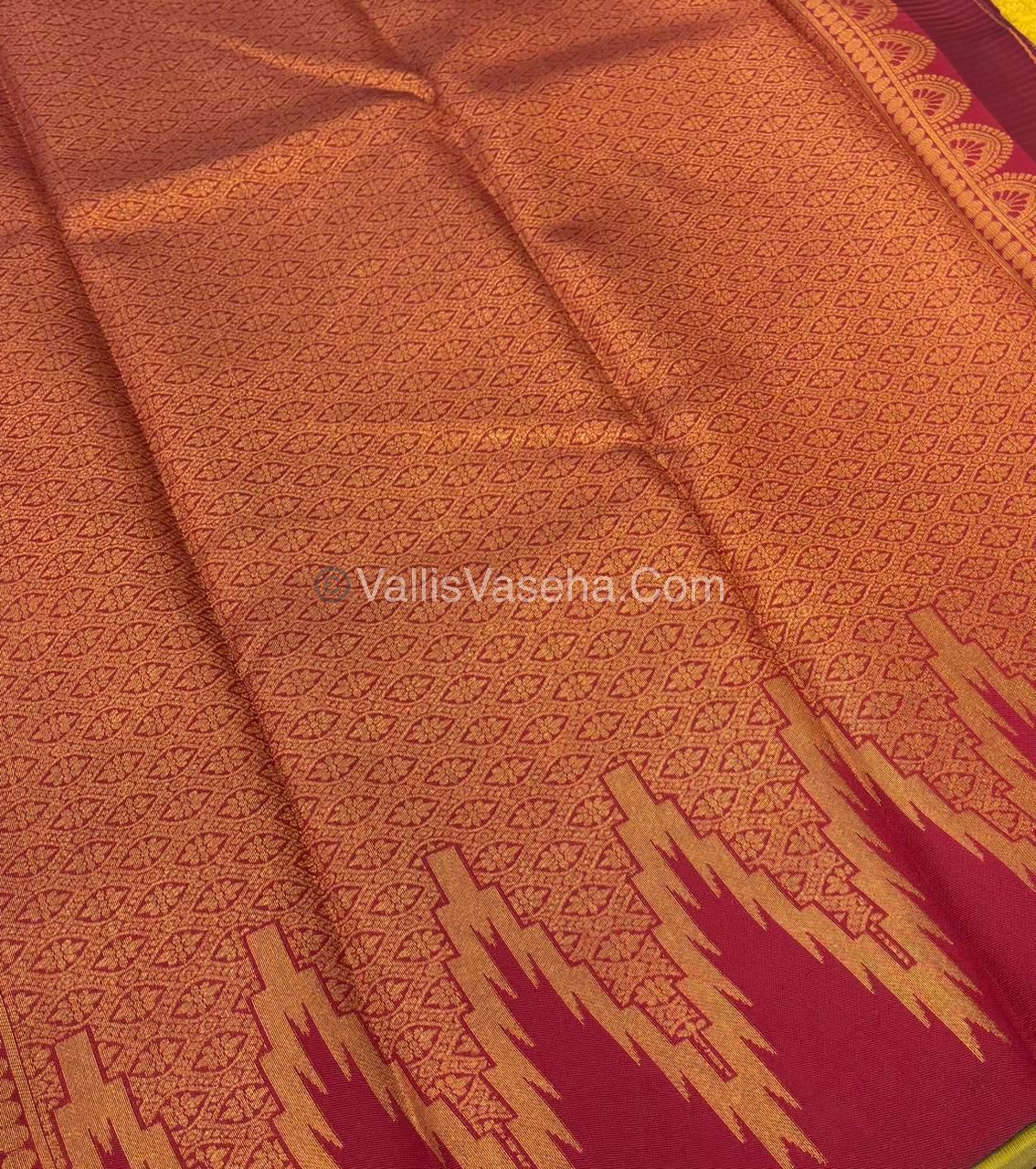 Kanchi Semi Silk  -  Yellow with Red - VVKSS003