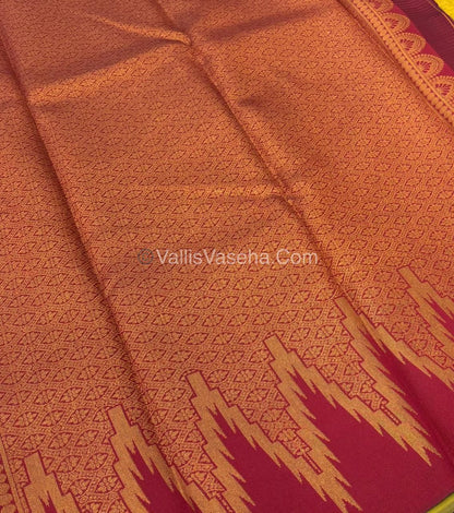 Kanchi Semi Silk  -  Yellow with Red - VVKSS003