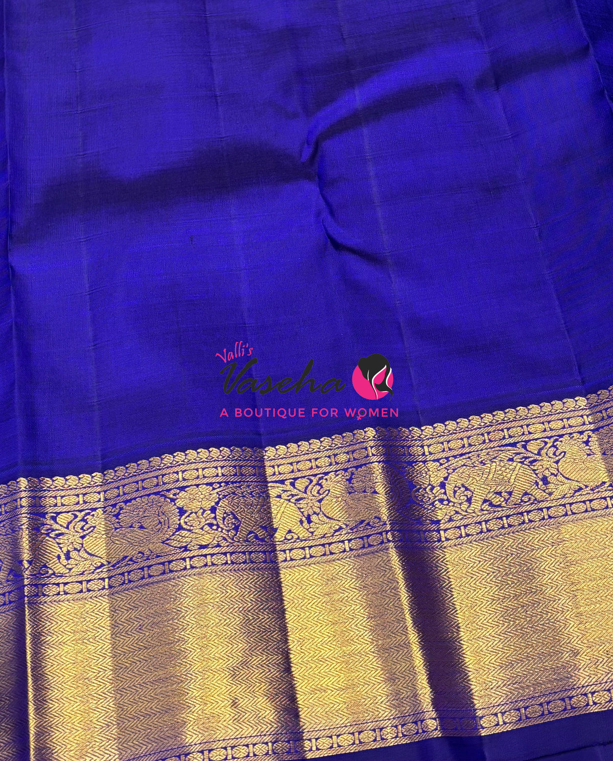 Pure Vintage Korvai Kanchipuram Silk Saree - Blue & Blue Combo - VVPS021