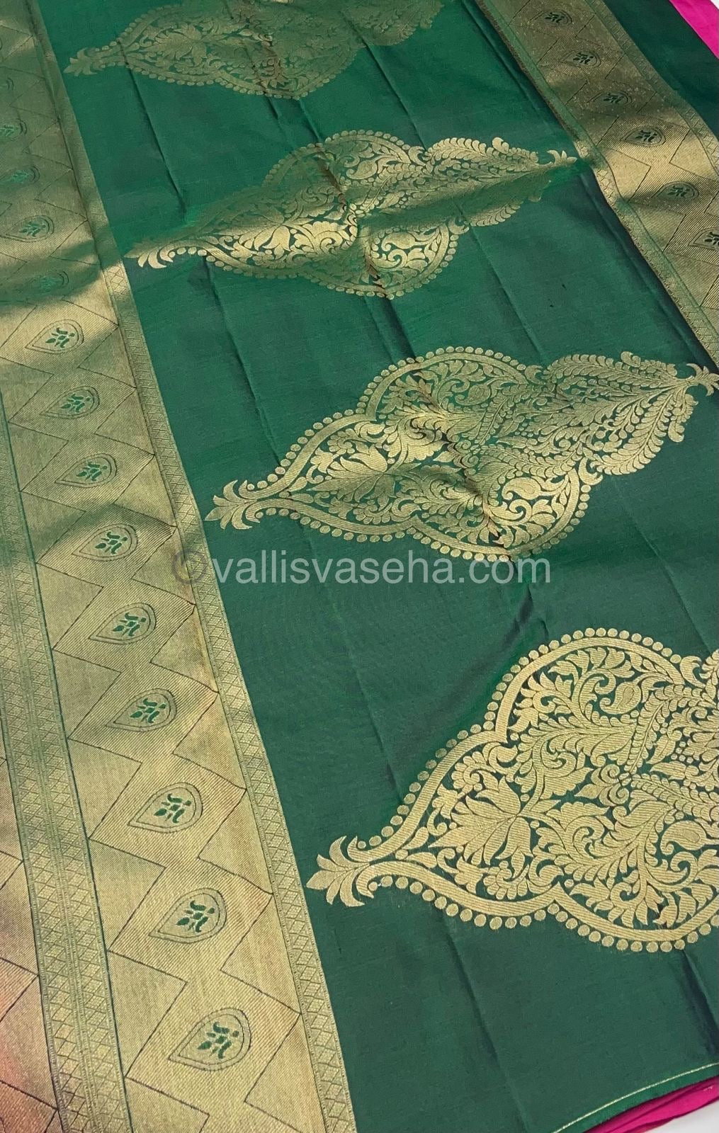 Pure Soft Silk Saree - Light Weight - Pink with Green shade - VVPSS025