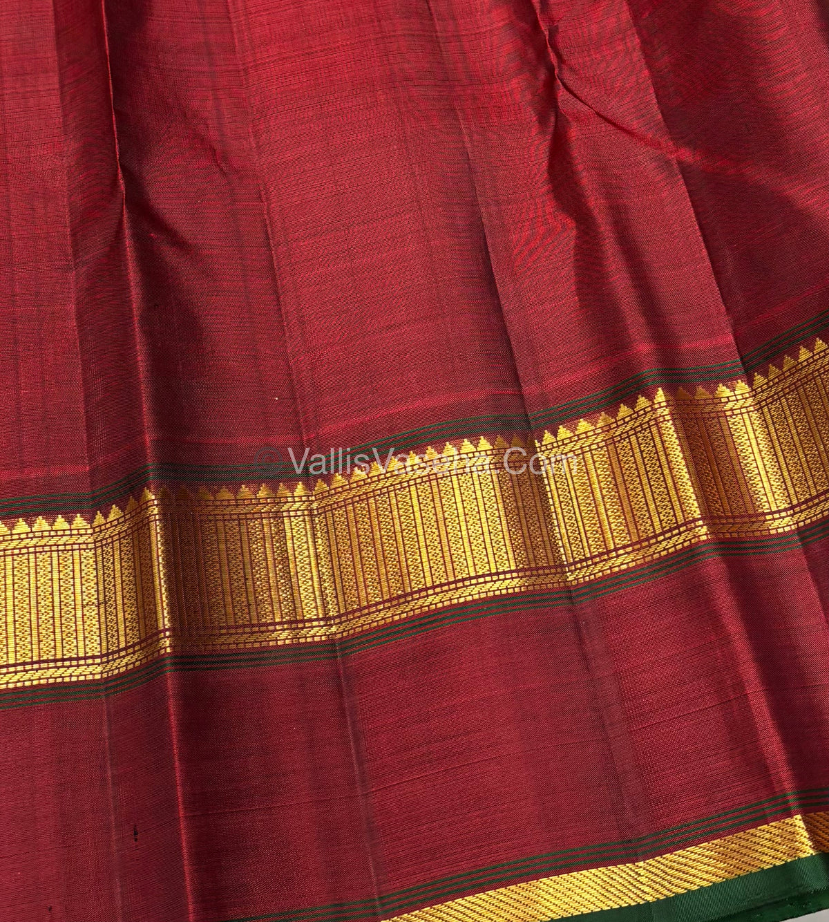 Pure Vintage Korvai Kanchipuram Silk Saree - Cream & Maroon Combo - VVPS034