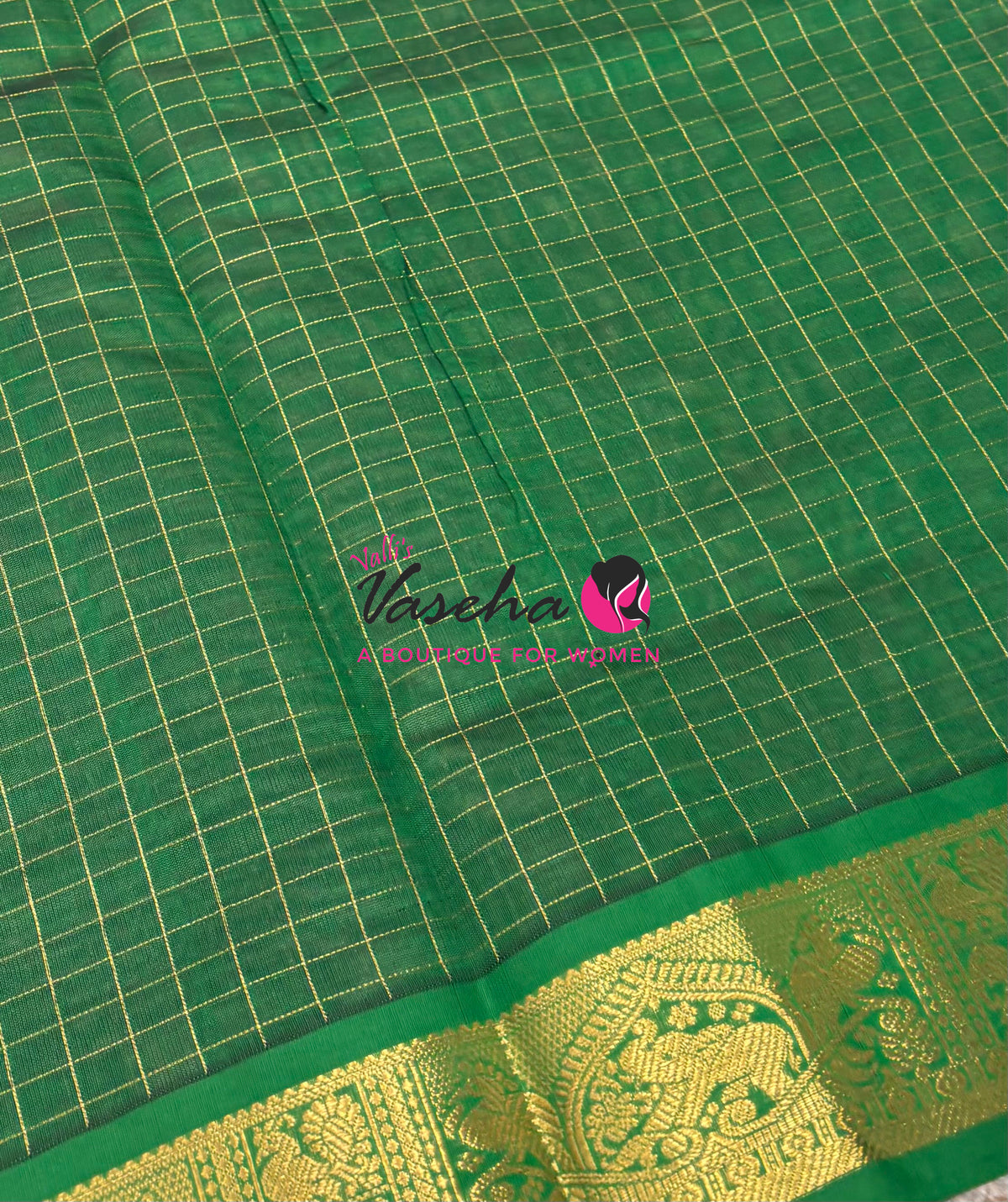 Semi Silk Cotton Saree - Checks Pattern - VVSSC019