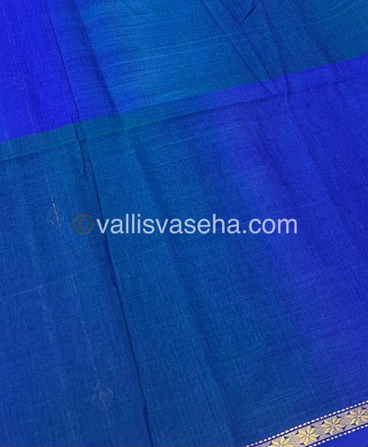 Pure Maheshwari Silk Cotton Saree - Double tone Bluish Green Color - VVMSC001