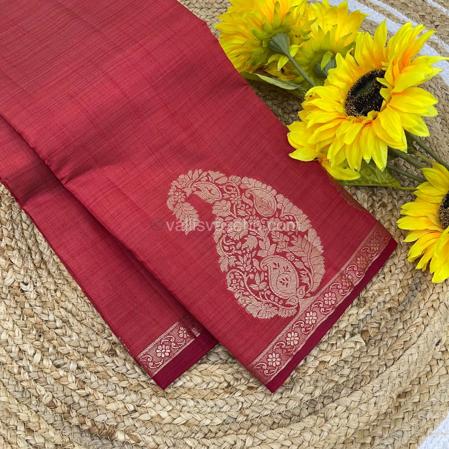 Semi Tussar Silk - Meroonish Red Shade - VVSTS002