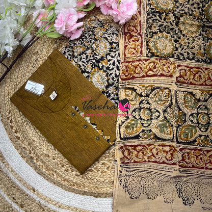 Readymade 3pc Set - Kalamkari Cotton Set - VVRMS019