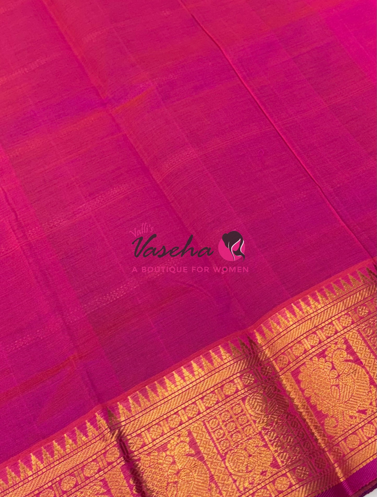 Pure Silk Cotton Saree - Mayil & Chakkaram Design - Blue With Pink Shade -VVMC003