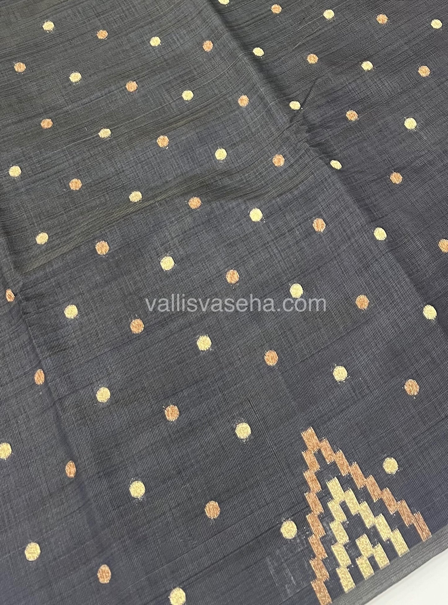 Cherry Tussar - Semi Tussar Silk - Black Shade - VVSTS009