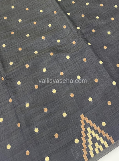 Cherry Tussar - Semi Tussar Silk - Black Shade - VVSTS009