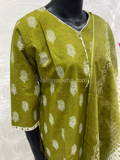 Ready Made - Semi Patiyala 3(pc) Set - Printed Cotton - VVRSP001