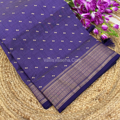 Semi Tussar Silk - Grand Pallu  - Purple Shade - VVSTS020