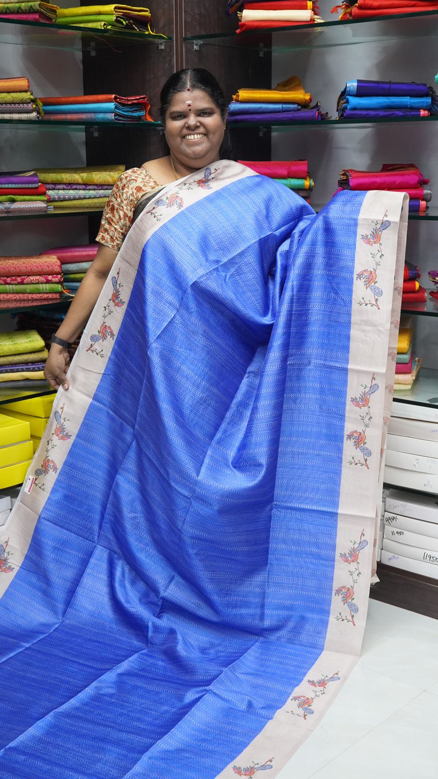 Semi Chappa Silk - Light Blue & Cream- VVSC002