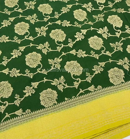 Banarasi - Premium Georgette Saree - Green & Yellow Combo-  VVPVG003