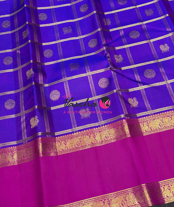 Pure Bridal Kanchipuram Silk Saree -  Purple & Pink Combo - VVPS076