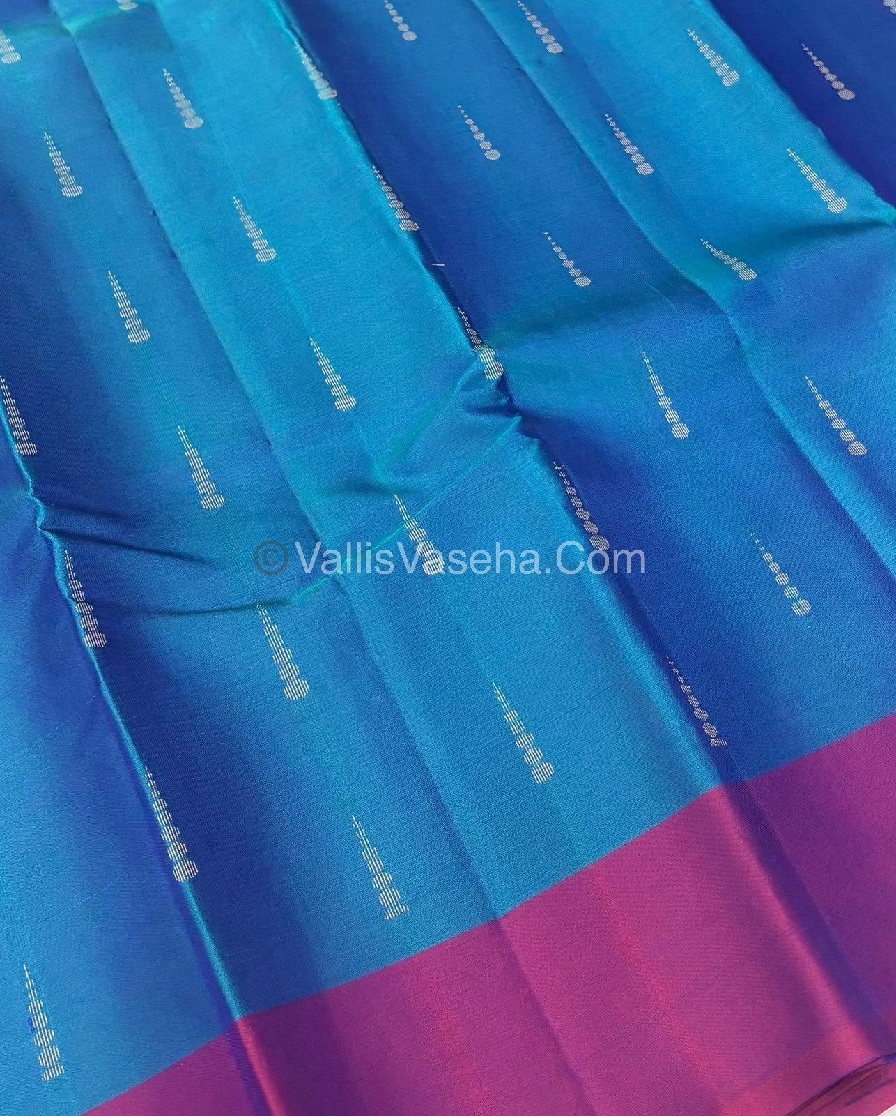 Half Mixed Soft Silk Saree - Blue With Purple  - VVPSS073