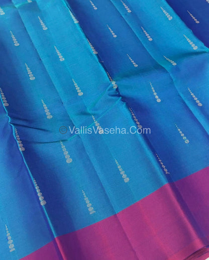 Half Mixed Soft Silk Saree - Blue With Purple  - VVPSS073