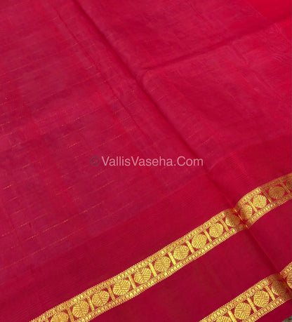 Pure Korvai Silk Cotton Saree - Lavender With Red  - VVKSC020