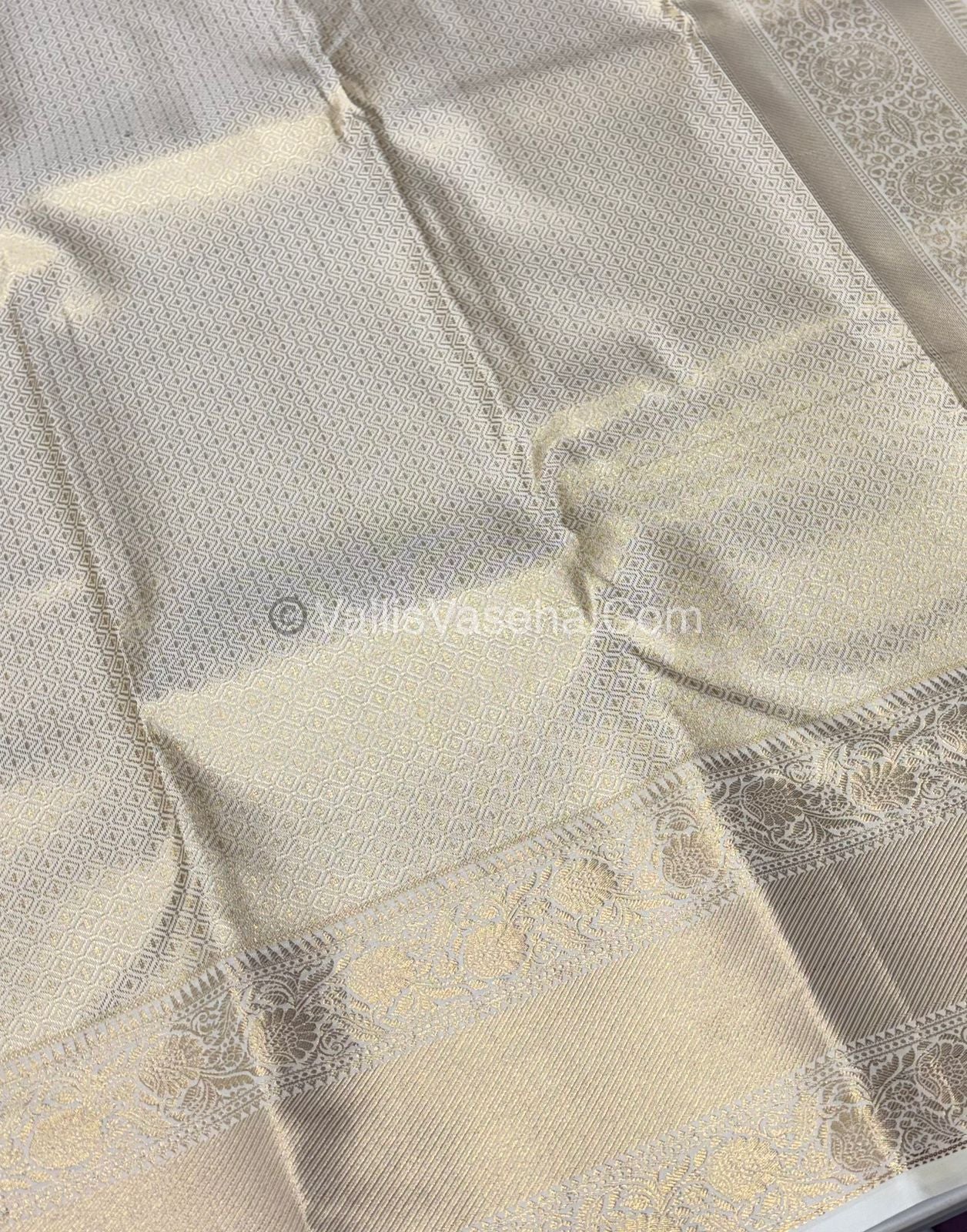 Semi Bridal Kanchipuram Silk - Mustard Yellow With Cream Shade  - VVSBK001