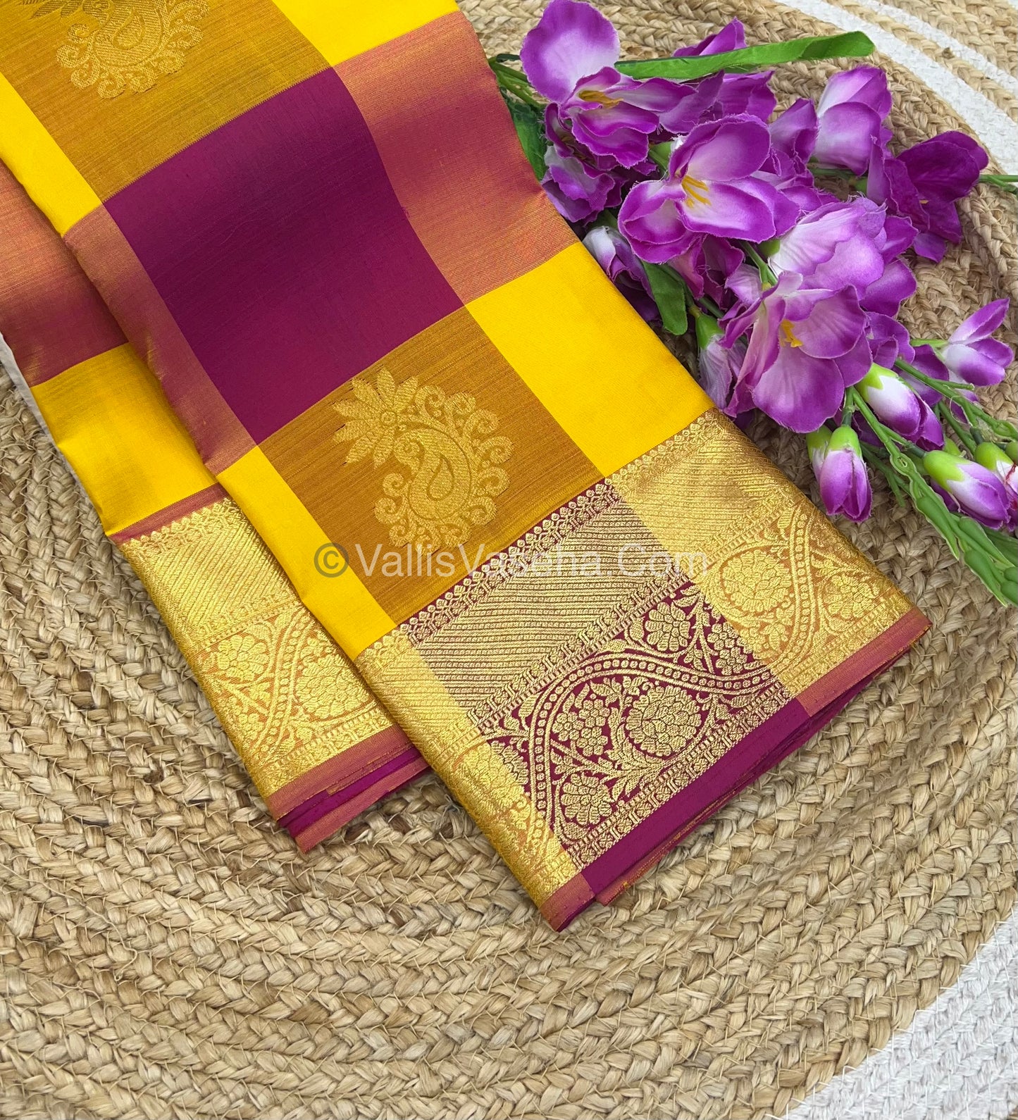Pure Kanchipuram Silk Saree - Pazhum Pazhamum Checks - VVPS017