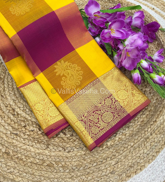 Pure Kanchipuram Silk Saree - Pazhum Pazhamum Checks - VVPS017