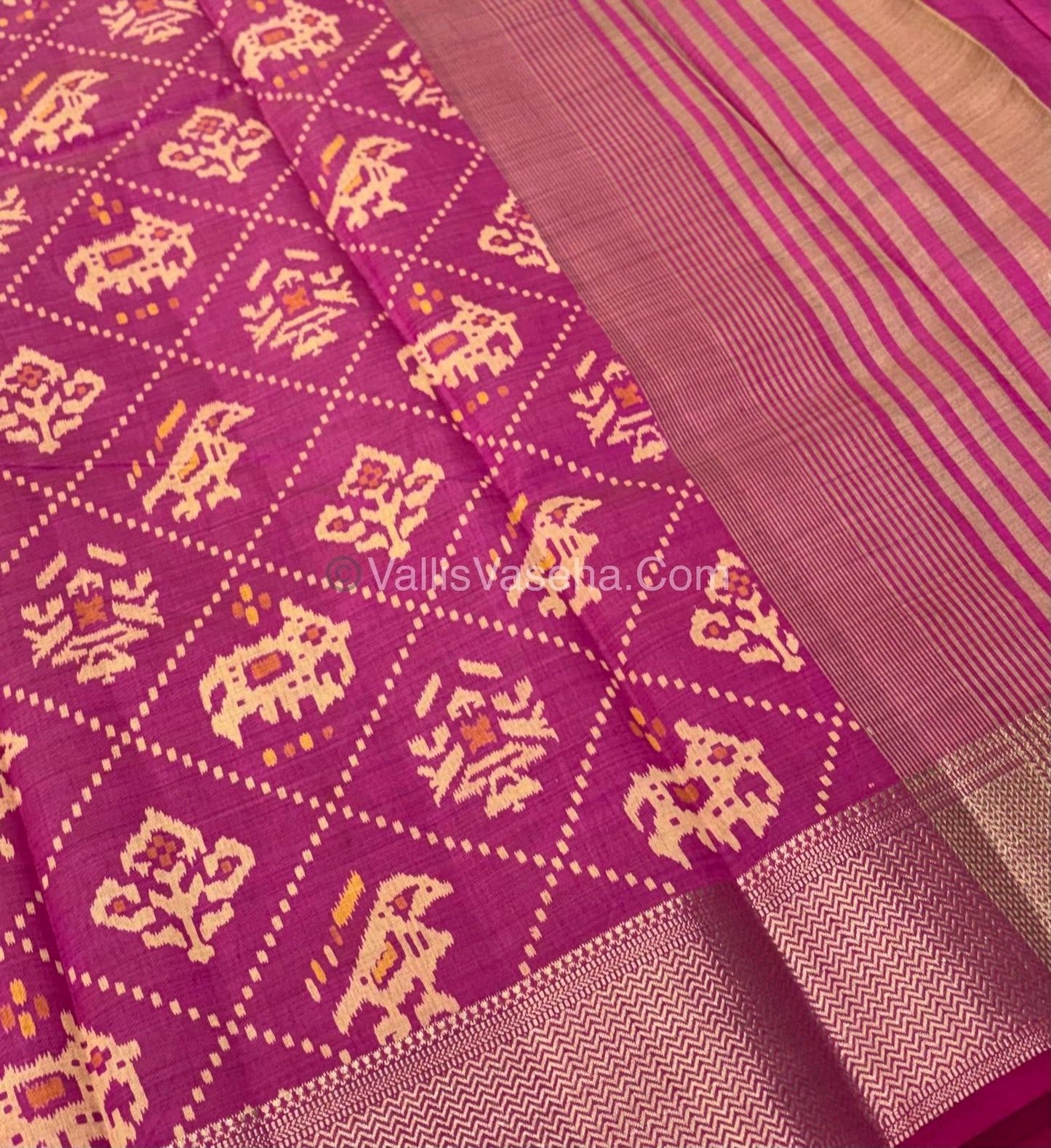 Semi Tussar Silk Saree - Ikkat / Pochampally Design - Pink Shade - VVSTS034