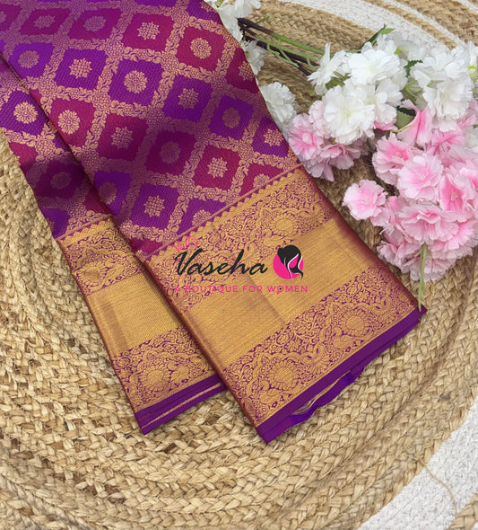 Pure Bridal Kanchipuram Silk Saree - Purple Shade - VVPS092