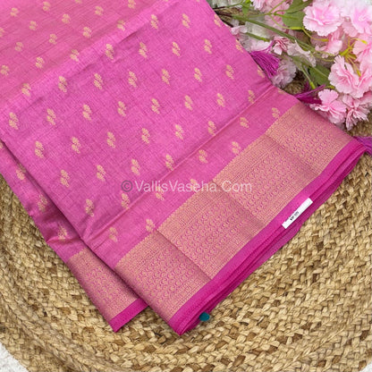 Semi Tussar Silk - Grand Pallu  - Pink Shade - VVSTS021