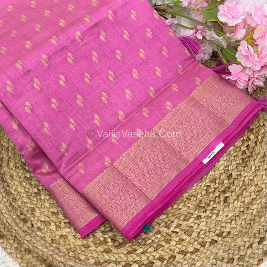 Semi Tussar Silk - Grand Pallu  - Pink Shade - VVSTS021